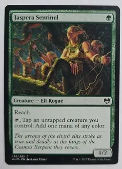 MTG Magic The Gathering Card Jaspera Sentinel Creature Elf Rogue Green KHM - Image 1
