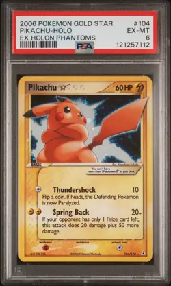 2006 POKEMON EX HOLON PHANTOMS GOLD STAR #104 PIKACHU-HOLO PSA 6 - Image 1