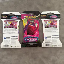 Lot of 3 - Pokemon TCG Sword & Shield Fusion Strike Sleeved Booster Pack - New - Image 2