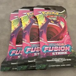 Lot of 3 - Pokemon TCG Sword & Shield Fusion Strike Sleeved Booster Pack - New - Image 3