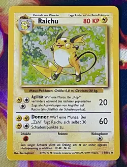 Raichu German Pokemon Base Set Unlimited Holo Rare 14/102 1999 NM Condition - Image 2