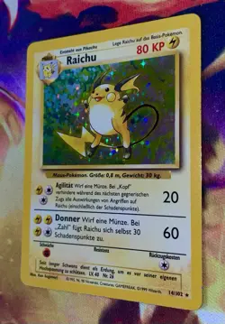 Raichu German Pokemon Base Set Unlimited Holo Rare 14/102 1999 NM Condition - Image 3