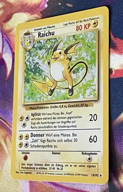 Raichu German Pokemon Base Set Unlimited Holo Rare 14/102 1999 NM Condition - Image 4