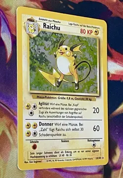 Raichu German Pokemon Base Set Unlimited Holo Rare 14/102 1999 NM Condition - Image 5