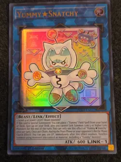 Yugioh Yummy Snatchy JUSH-EN022 Ultra Rare Justice Hunters Near Mint In Hand - Image 1