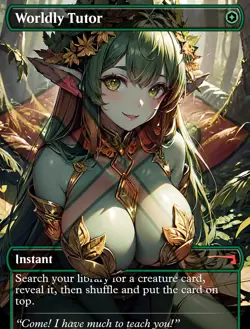 Worldly Tutor RETIRED Anime Waifu Style Card For EDH and Playtest - Image 1