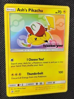 Ash's Pikachu - SM108 - Black Star Promo - I Choose You - Pokemon Card - NM - Image 1