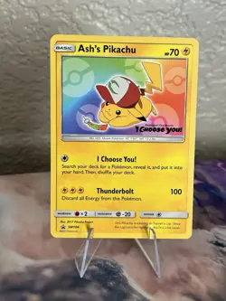 Ash's Pikachu - SM108 - Black Star Promo - I Choose You - Pokemon Card - NM - Image 1