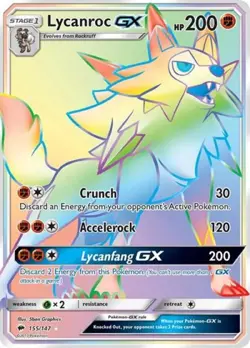 Pokemon Lycanroc GX (Secret) NM 1st Edition Normal SM - Burning Shadows - Image 1