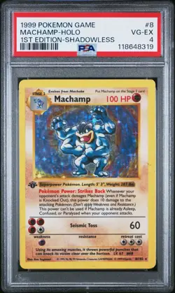 1999 POKEMON BASE SET 1ST EDITION #8 MACHAMP-HOLO PSA 4 - Image 1