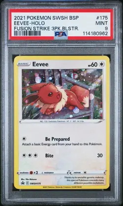 2021 POKEMON SWSH BLACK STAR PROMO #175 EEVEE-HOLO FUSION STRIKE PSA 9 - Image 1