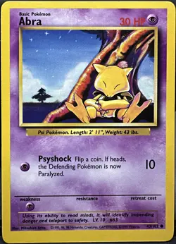 Abra 43/102 Base Set Unlimited Pokemon TCG 1999 LP - Image 1