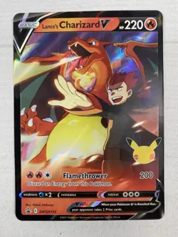 Lance’s Charizard V SWSH133 Pokemon Celebrations Black Star Promo Holo NM - Image 1