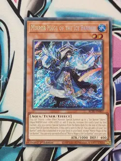 YUGIOH MIRROR MAGE OF THE ICE BARRIER SECRET RARE 1ST BLTR-EN007 - Image 1