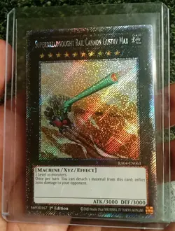 Yugioh! Superdreadnought Rail Cannon Gustav Max RA04-EN063 Platinum Secret Rare - Image 1