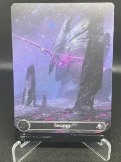 L 0369 Swamp GALAXY FOIL BORDERLESS Full Art Land Edge of Eternities MTG Card - Image 1