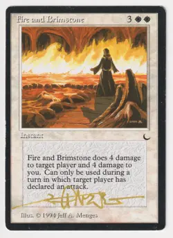 Gold Signed Fire and Brimstone HP The Dark Artist Jeff A. Menges 1994 MTG Magic! - Image 1