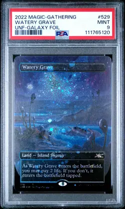 2022 MTG UNFINITY GALAXY FOIL #529 WATERY GRAVE PSA 9 - Image 1