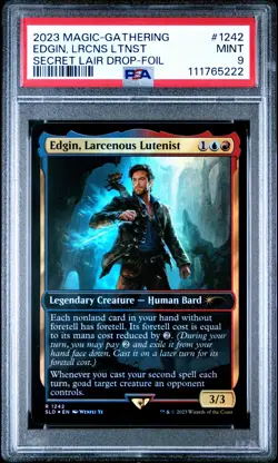 2023 MTG SECRET LAIR DROP FOIL #1242 EDGIN, LARCENOUS LUTENIST PSA 9 - Image 1