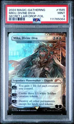 2024 MTG SECRET LAIR DROP FOIL #1585 MIKU, DIVINE DIVA PSA 9 - Image 1