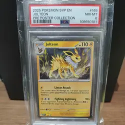 Pokemon SVP en Jolteon 2025 Pre-Poster Collection 169 PSA 8 - Image 1