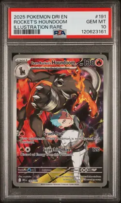 Team Rocket's Houndoom 191/182 Illustration Rare Pokemon Destined Rivals PSA 10 - Image 1