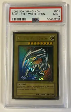 PSA 9 MINT Blue-Eyes White Dragon SDK-001 Ultra Rare Faded Wavy Wave Yugioh - Image 1