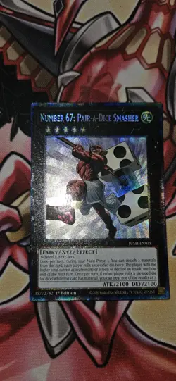 Yugioh! Number 67: Pair-a-Dice Smasher *COLLECTOR'S RARE* JUSH-EN058 In Hand - Image 1