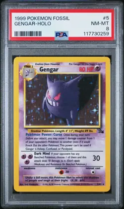 PSA 8 GENGAR Fossil Holo Rare Pokemon Card #5 NM-MT CLEAN LOOK! - Image 1