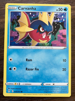 Carvanha 035/203 - 2021 Pokemon Evolving Skies Common Card - CLEAN NM - Image 1