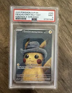 POKEMON TCG PIKACHU X VAN GOGH /GREY FELT HAT 2023 SVP EN PSA 9 CARD - Image 1