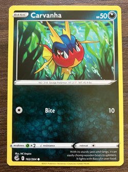 Carvanha 162/264 - 2021 Pokemon Fusion Strike Common Card - CLEAN NM - Image 1