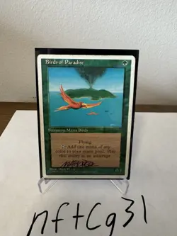 Birds of Paradise, MTG- 4th Edition, Moderate Play, Mark Poole Signature - Image 4