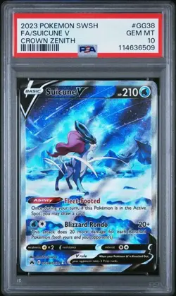 Pokemon TCG Crown Zenith: Galarian Gallery FA Suicune V GG38/GG70 PSA 10 - Image 1