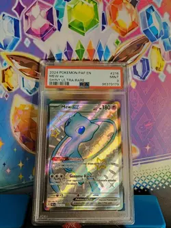 2024 Pokemon Paldean Fates Shiny Ultra Secret Rare Holo Mew Ex 216/091 PSA 9 - Image 1