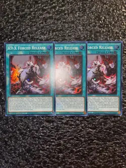 Yugioh 3x K9-X Forced Release JUSH-EN039 Super Rare 1st Edition Near Mint - Image 1