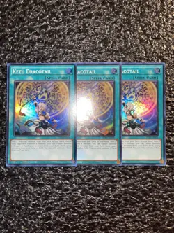 Yugioh 3x Ketu Dracotail JUSH-EN008 Super Rare 1st Edition Near Mint - Image 1