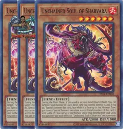 Yugioh! 3x Unchained Soul of Sharvara OP24-EN008 Super Rare NM - Image 1
