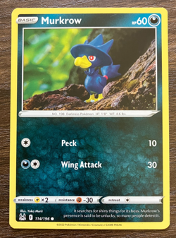 Murkrow 114/196 - 2022 Pokemon Lost Origin Common Card - CLEAN NM - Image 1