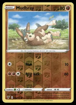 2020 Vivid Voltage Set Pokemon Card 096 Mudbray Reverse Foil NM - Image 1