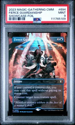 2023 MTG COMMANDER MASTERS SC-FOIL #694 FIERCE GUARDIANSHIP PSA 9 - Image 1