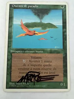 Birds of Paradise, MTG- French Revised, Played, Mark Poole Signature - Image 1