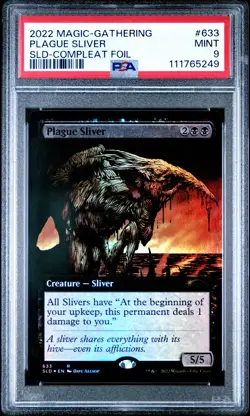 2022 MTG SECRET LAIR DROP COMPLEAT FOIL #633 PLAGUE SLIVER PSA 9 - Image 1