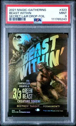 2021 MTG SECRET LAIR DROP FOIL #323 BEAST WITHIN PSA 9 - Image 1