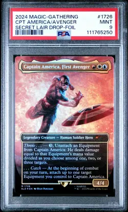2024 MTG SECRET LAIR DROP FOIL #1726 CAPTAIN AMERICA, FIRST AVENGER PSA 9 - Image 1