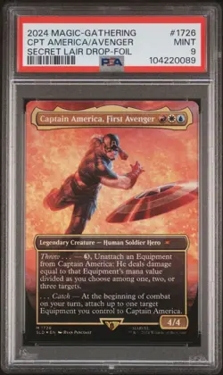 2024 MTG SECRET LAIR DROP FOIL #1726 CAPTAIN AMERICA, FIRST AVENGER PSA 9 - Image 1