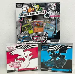Pokemon Black Bolt and White Flare ETB Set + Poster collection - Image 1