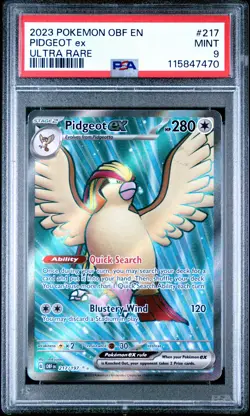 2023 POKEMON OBF EN-OBSIDIAN FLAMES ULTRA RARE #217 PIDGEOT EX PSA 9 - Image 1