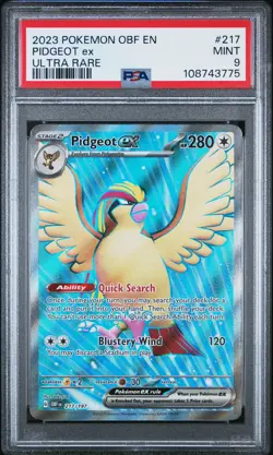 2023 POKEMON OBF EN-OBSIDIAN FLAMES ULTRA RARE #217 PIDGEOT EX PSA 9 - Image 1