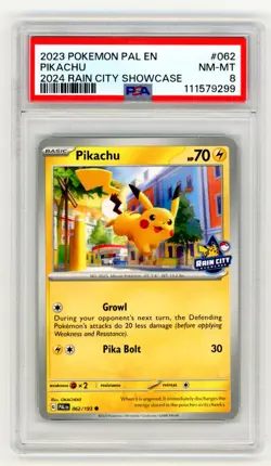 PSA 8 NM-MT Pokemon Pikachu #062/193 Rain City NBA Promo Card - Image 1